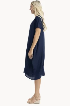 Dresses|Orientique Essentials Linen Blend Bubble Dress Navy