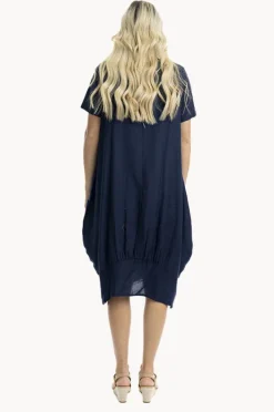 Dresses|Orientique Essentials Linen Blend Bubble Dress Navy
