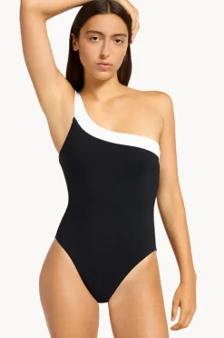 One Pieces|Jets Eternal One Shoulder One Piece Black