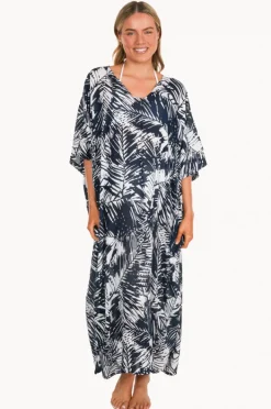 Overswim|Sundrenched Fern Long Kaftan Navy