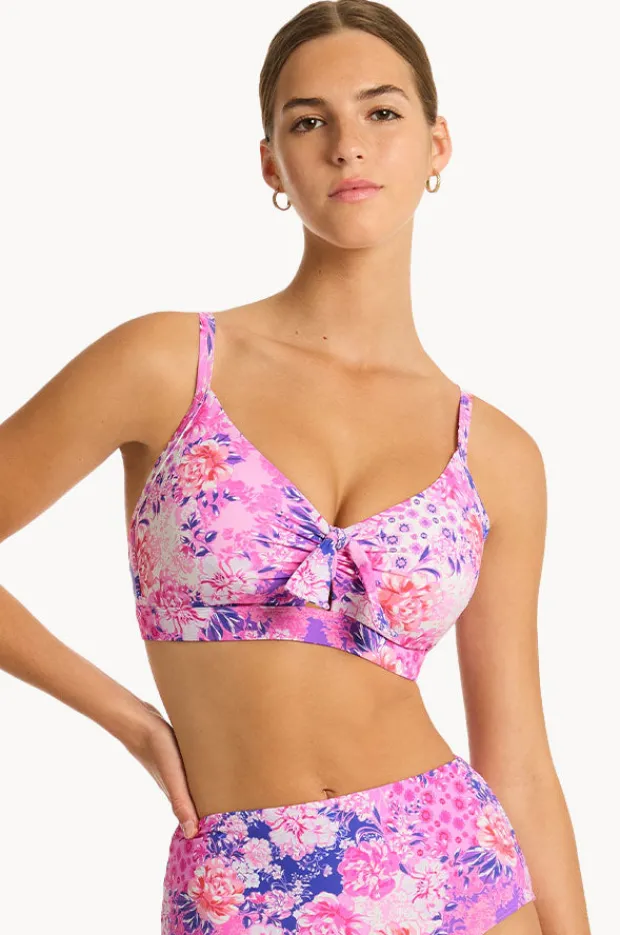 Bikini Tops|Sea Level Fiesta DD/E Cup Tie Front Bralette Pink