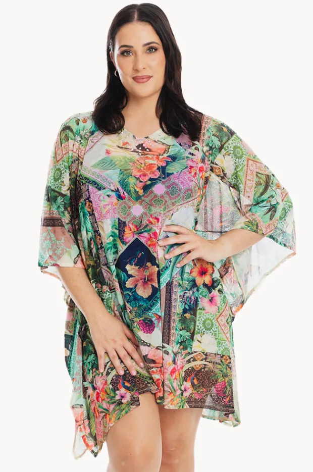 Overswim|Togs Swimwear Fiji Mesh Kaftan Green/multi