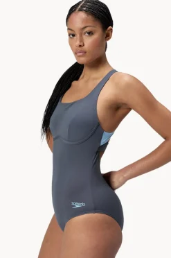 One Pieces|Speedo Flex Band One Piece Grey