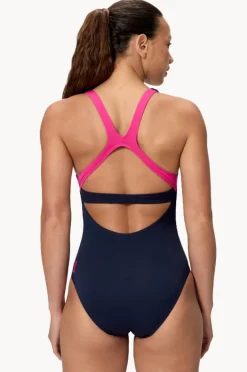 One Pieces|Speedo Flex Band One Piece Navy/Pink