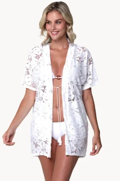 Overswim|J.valdi Floral Crochet Kimono WHITE