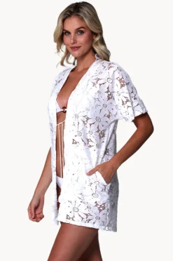 Overswim|J.valdi Floral Crochet Kimono WHITE
