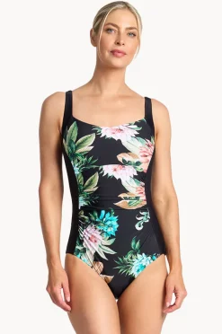 One Pieces|Jantzen Floral DD/E Cup Soft Strap One Piece Black