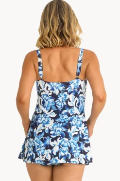 One Pieces|Jantzen Floral Empire Swim Dress Navy