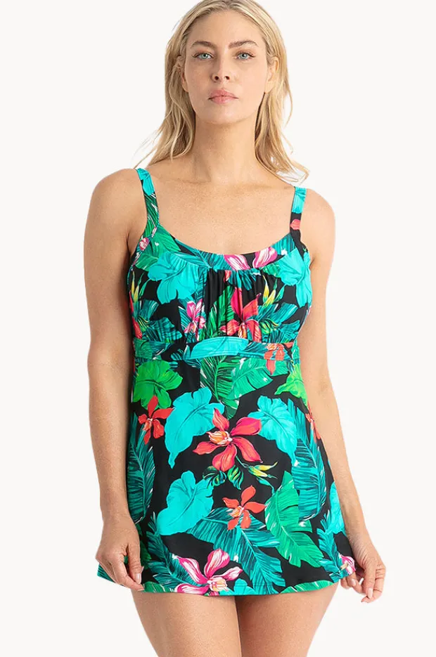 One Pieces|Jantzen Floral Empire Swim Dress Black