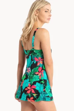 One Pieces|Jantzen Floral Empire Swim Dress Black