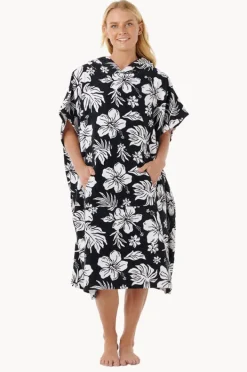 Towel Robes & Ponchos|Towel Robes & Ponchos|Rip Curl Floral Mixed Hooded Towel Black/white