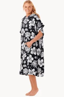 Towel Robes & Ponchos|Towel Robes & Ponchos|Rip Curl Floral Mixed Hooded Towel Black/white