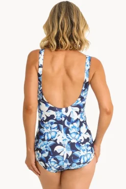 One Pieces|Jantzen Floral Sheath One Piece Navy