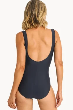 One Pieces|Jantzen Floral Square Neck One Piece Navy