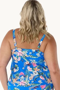 Tankini Tops|Capriosca Florida Tiered Frill Tankini Separate Blue/multi