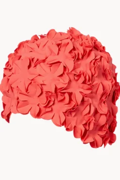 Swim Caps|3p Flower Rubber Swim Cap Hot pink