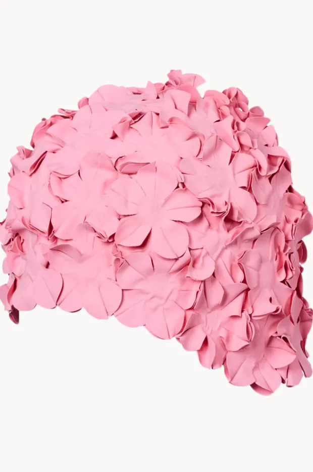 Swim Caps|3p Flower Rubber Swim Cap Pale pink