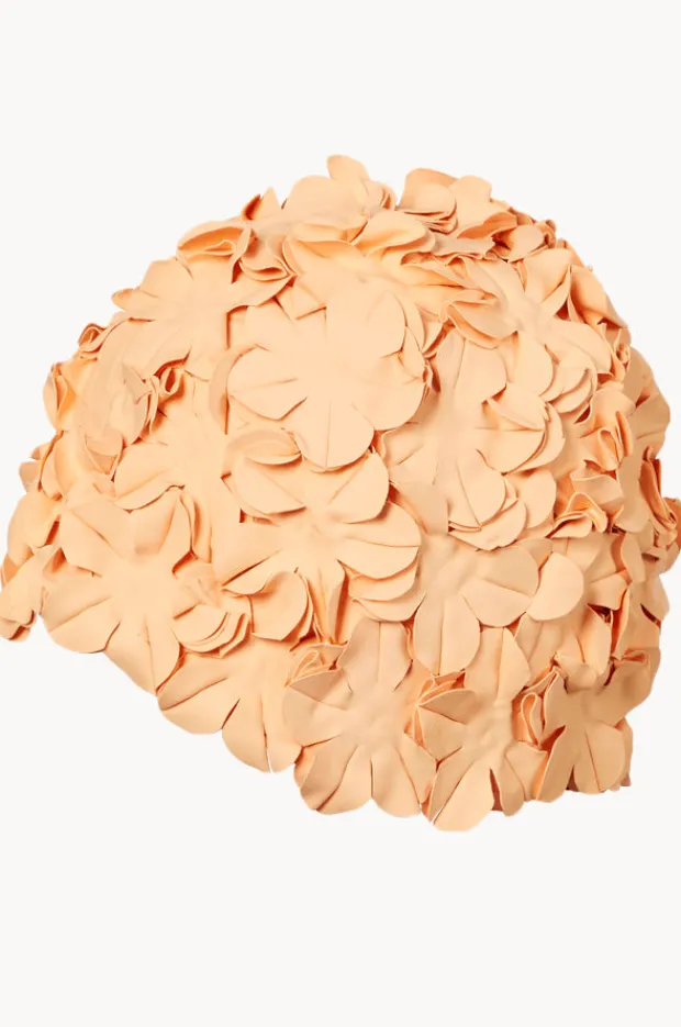 Swim Caps|3p Flower Rubber Swim Cap Peach