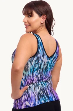 Tankini Tops|Funkita Fly Dye DD/E Cup Zip Tankini Separate Black/multi