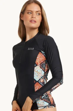 Rashies & Sunsuits|Billabong Forever Folk Reef Break Long Sleeve Suntop BLACK