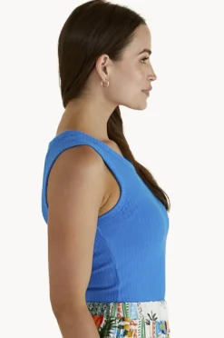 Tops|Betty Basics Francis Rib Tank Blue