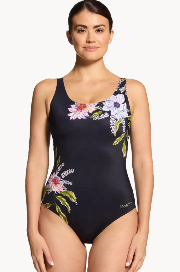 One Pieces|Zoggs Freesia Adjustable Scoopback One Piece Black/multi