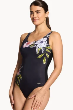 One Pieces|Zoggs Freesia Adjustable Scoopback One Piece Black/multi