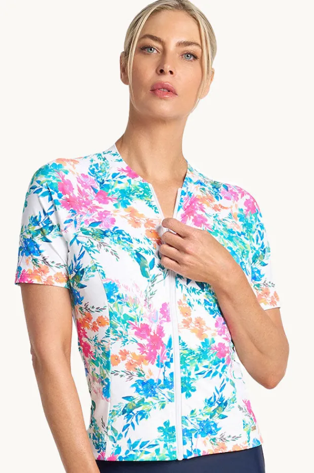 Rashies & Sunsuits|Jantzen Fresia Short Sleeve Suntop White