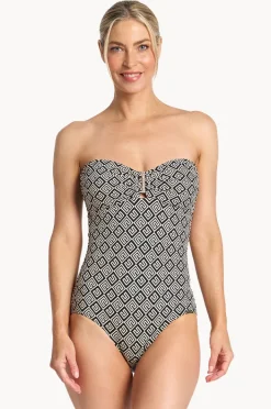 One Pieces|Jantzen Geneva Bar Bandeau One Piece Black
