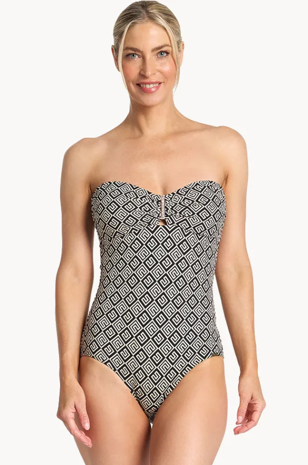 One Pieces|Jantzen Geneva Bar Bandeau One Piece Black