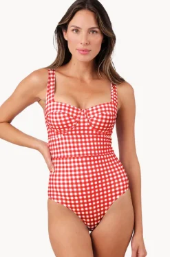 One Pieces|Une Piece Gingham Bustier Balconette One Piece Red