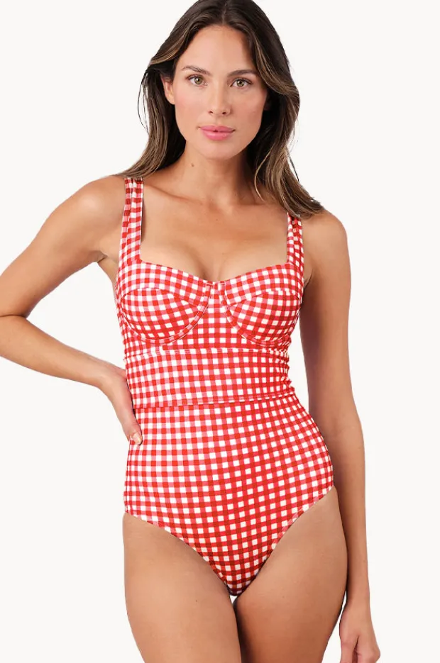 One Pieces|Une Piece Gingham Bustier Balconette One Piece Red