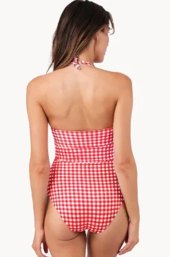 One Pieces|Une Piece Gingham Bustier Balconette One Piece Red