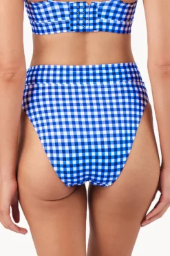Bottoms|Une Piece Gingham High Cut High Waist Bottom Cobalt