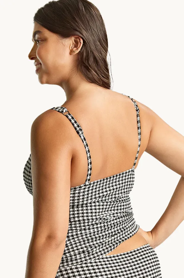 Tankini Tops|Panache Gingham Iris G Cup Balconette Singlet BLACK