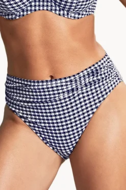 Bottoms|Panache Gingham Midi Brief Navy/White