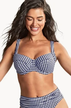 Bikini Tops|Panache Gingham Olivia F Cup Full Bra Navy/White
