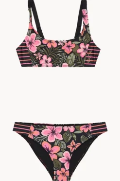 Bikini Sets|Roxy Girls Active Floral Bralette Set Black/pink
