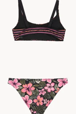 Bikini Sets|Roxy Girls Active Floral Bralette Set Black/pink