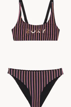 Bikini Sets|Roxy Girls Active Stripe Bralette Set Black