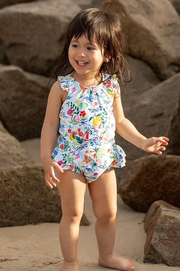 Swimwear|Minihaha Girls Addison One Piece Blue/Multi