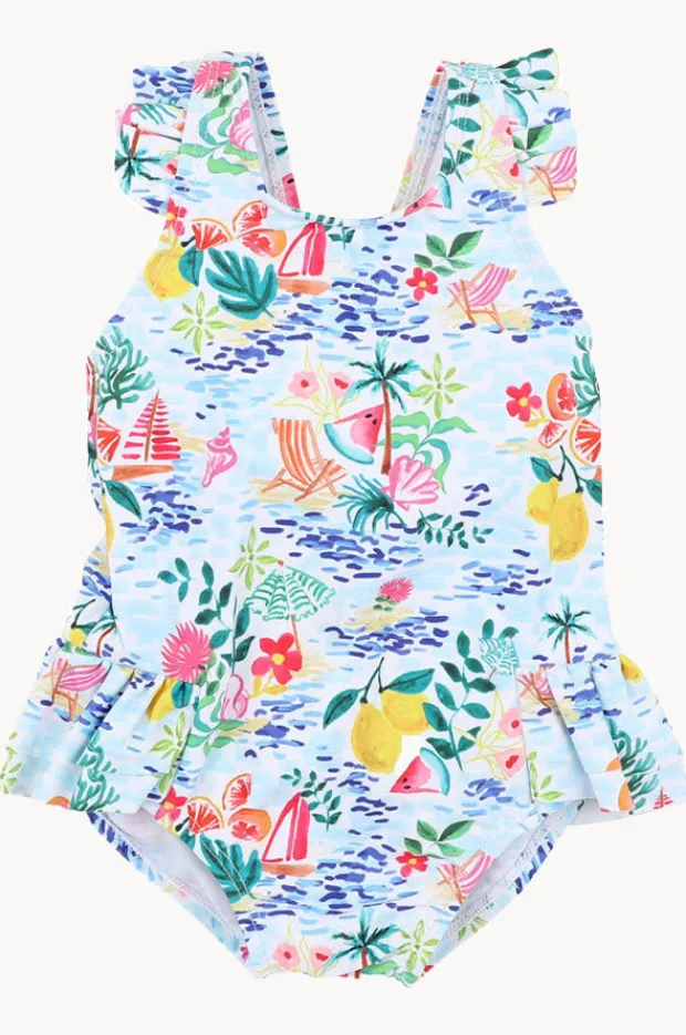 Swimwear|Minihaha Girls Addison One Piece Blue/Multi