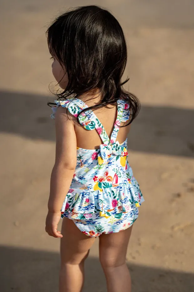 Swimwear|Minihaha Girls Addison One Piece Blue/Multi