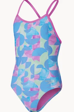 One Pieces|Speedo Girls Allover Digital V Back One Piece Multi
