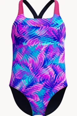 One Pieces|Speedo Girls Allover Print Powerback One Piece Pink/Blue
