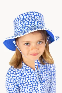Hats|Babes In The Shade Girls Blue Daisy Sunhat Blue/white