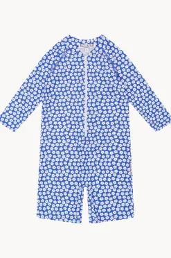 Rashies & Sunsuits|Rashies & Sunsuits|Babes In The Shade Girls Blue Daisy Sunsuit Blue/White