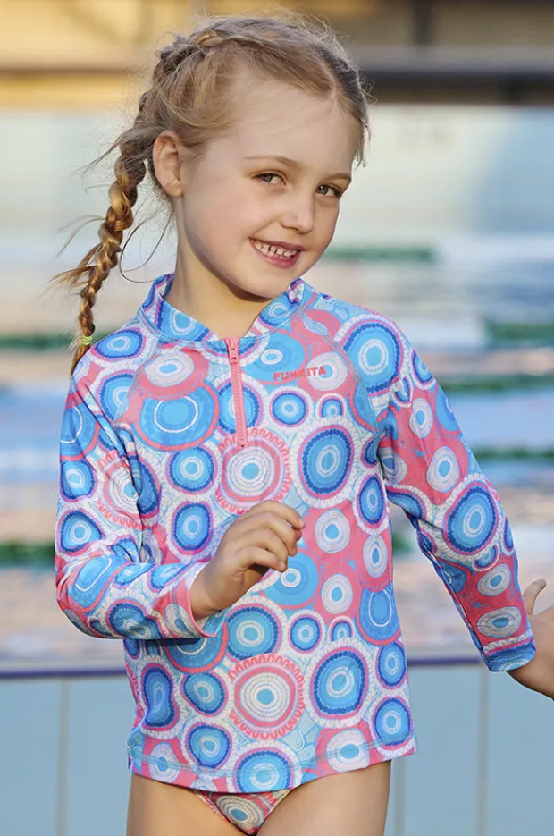 Rashies & Sunsuits|Rashies & Sunsuits|Funkita Girls Bundjalung Blue Suntop Blue/pink