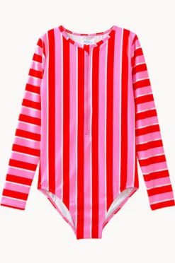 Rashies & Sunsuits|Milky Girls Candy Stripe Sunsuit Red/pink