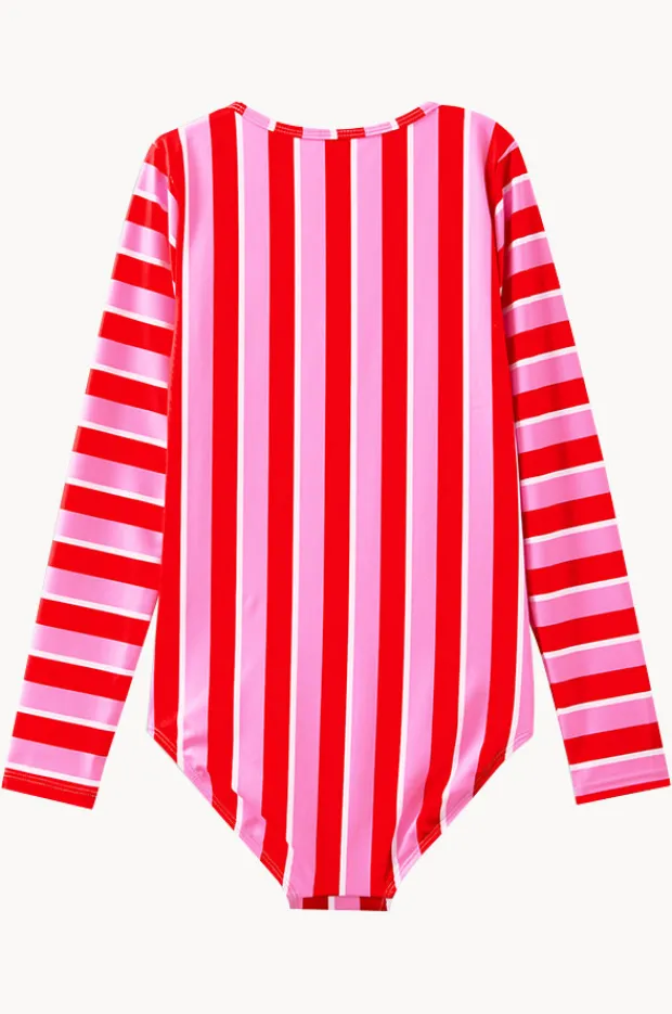 Rashies & Sunsuits|Milky Girls Candy Stripe Sunsuit Red/pink